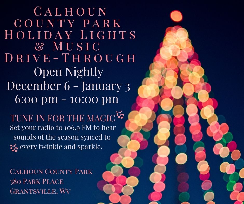 Graphic with date and time of Christmas light display